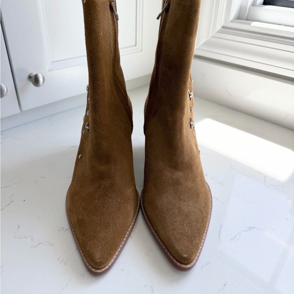 Matisse Brown Suede Star-Studded Ankle Boots - Picture 2 of 11